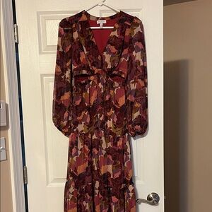 Sofia by Sofia Vergara Burgundy Floral Long Sleeve Dress
